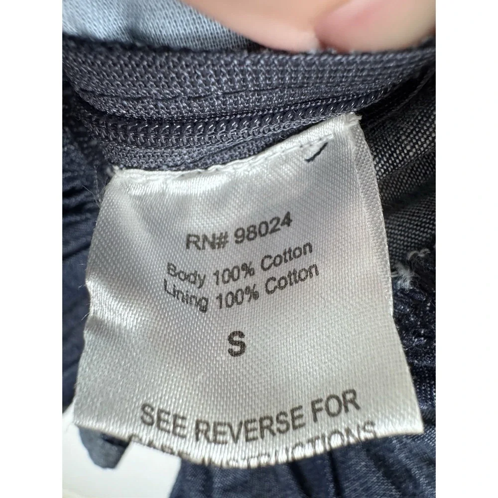 Anthropologie x‎ Love the Label Smocked Puff-Sleeve Blouse Top S Denim Blue Boho - Picture 10 of 12